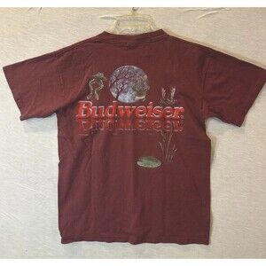 Budweiser Beer Frogs Lily Pad T Shirt Your Pad Or Mine Red Large L Made In USA